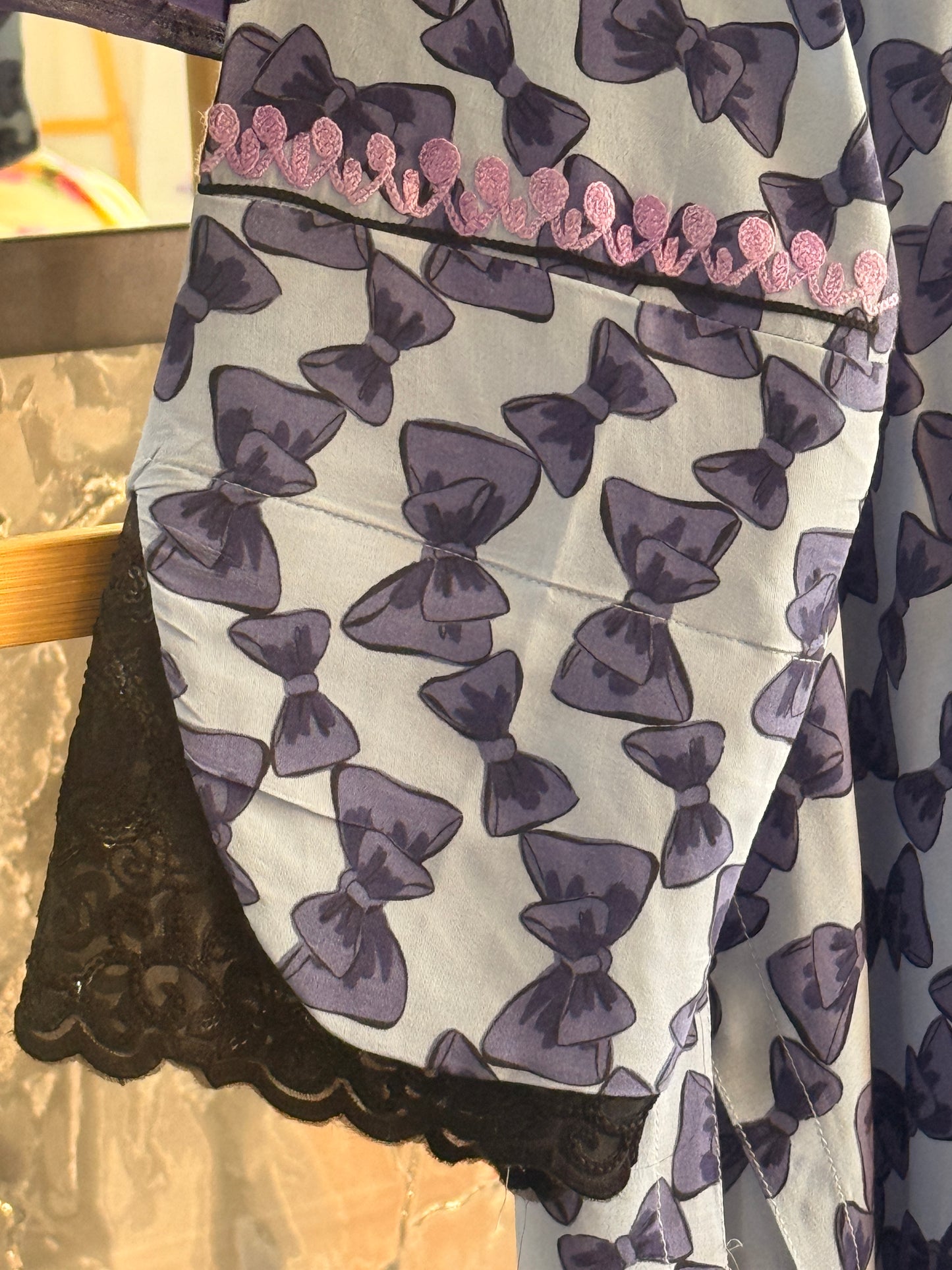 3 Piece Purple Bow Aari Co-Ord with Laced Sleeves