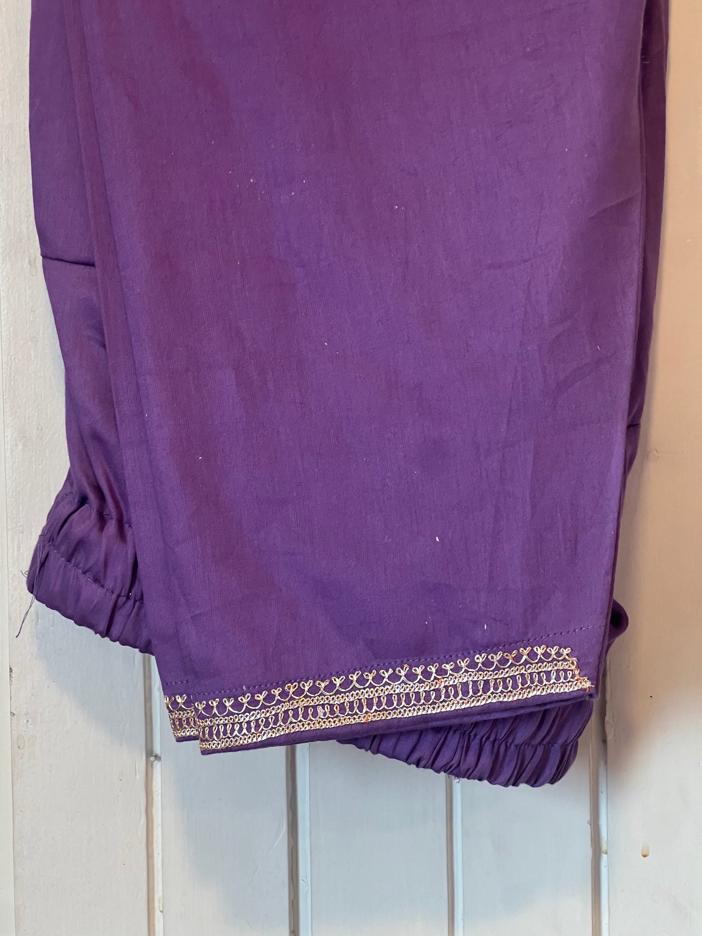 3-Piece Purple Pheran Set with Hand Tilla and Complementary Lace