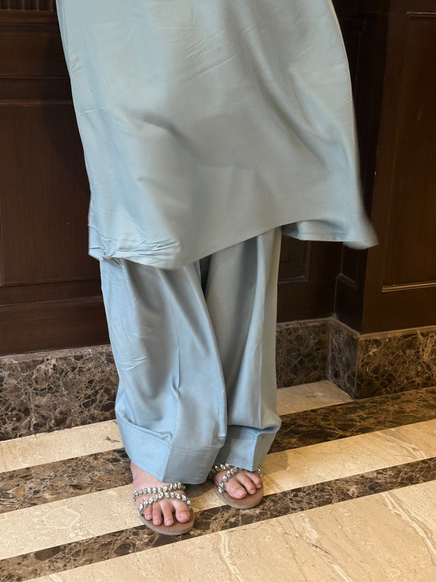 2-Piece Grey with Pink Aari Farshi Co-Ord Set