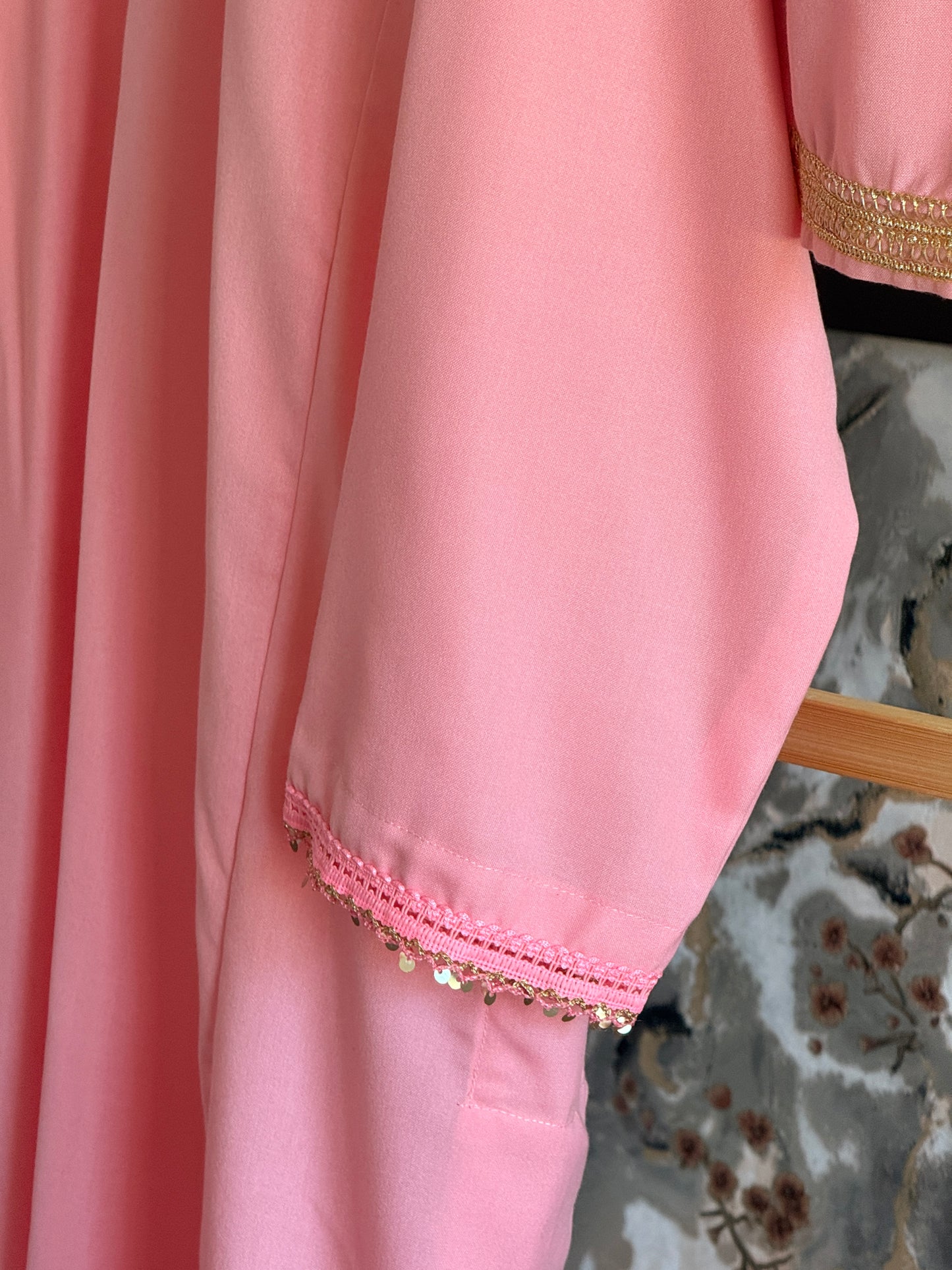 3-Piece Baby Pink Pheran Set with Hand Tilla and Complementary Lace