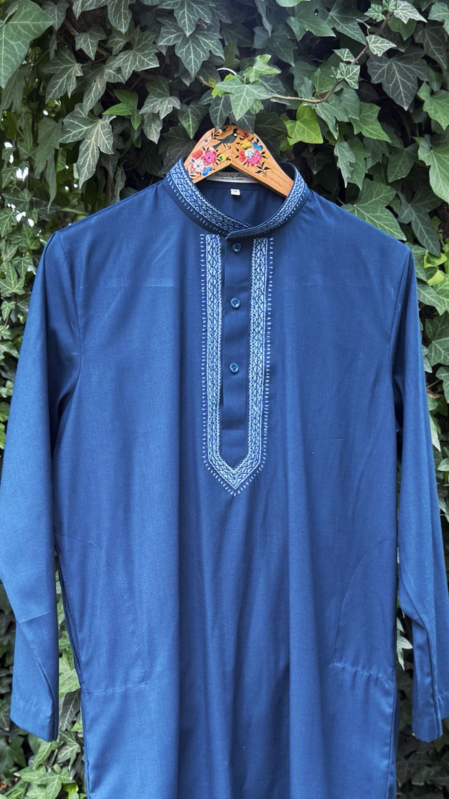 Men's 2-Piece Shalwar Kameez – Teal Blue Sozni Hand Embroidered Set