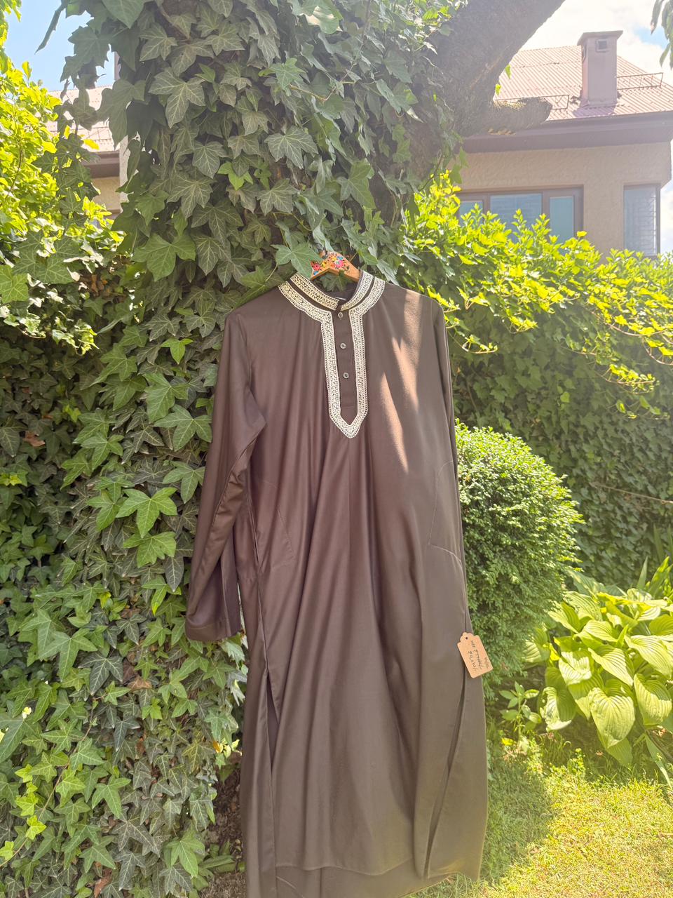 Men's 2-Piece Shalwar Kameez – Chocolate Brown Doav Hand Embroidered Set