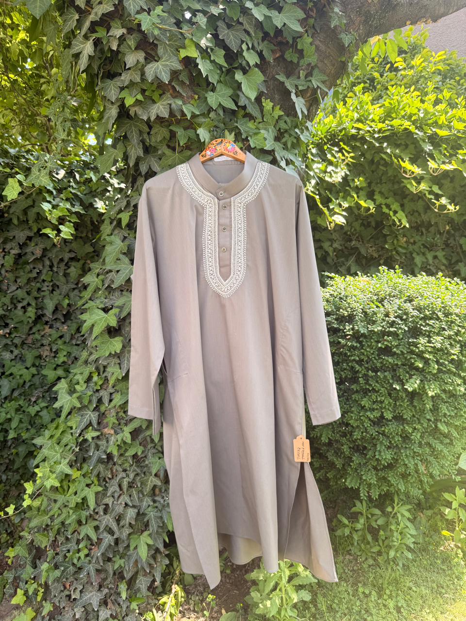 Men's 2-Piece Shalwar Kameez – Grey Doav Hand Embroidered Set