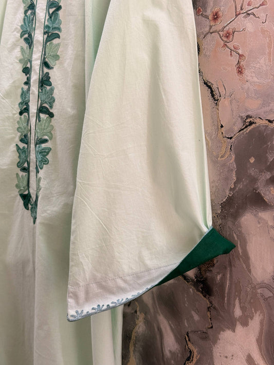 2 Piece Mint Green Aari Co-Ord with Facing Sleeves